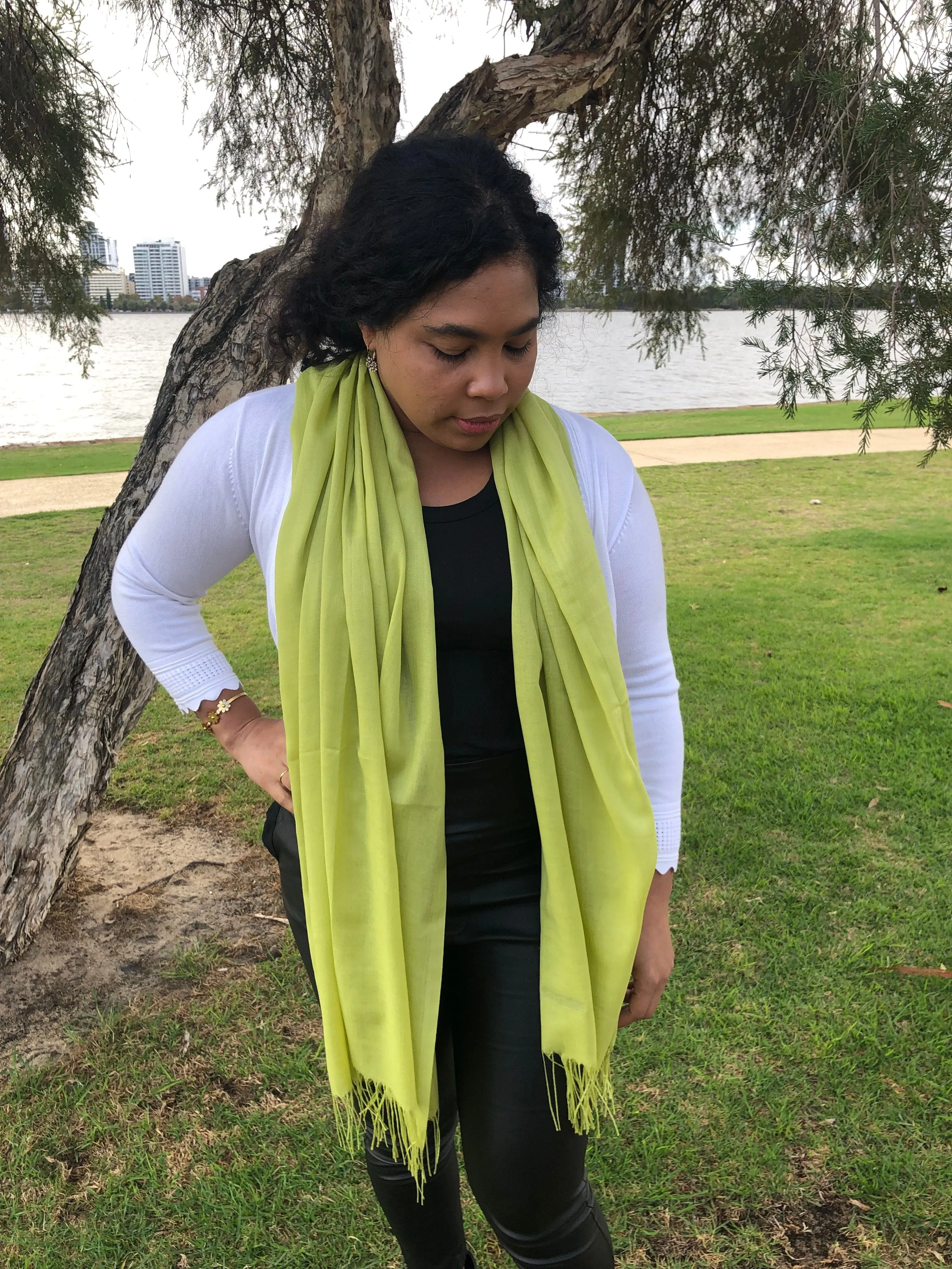 🍏 Pashmina Shawl -  Apple Green