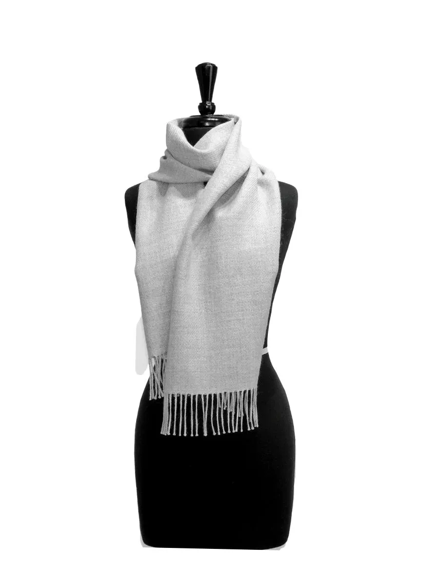 100% Baby Alpaca Woven Scarf - Natural Silver Grey