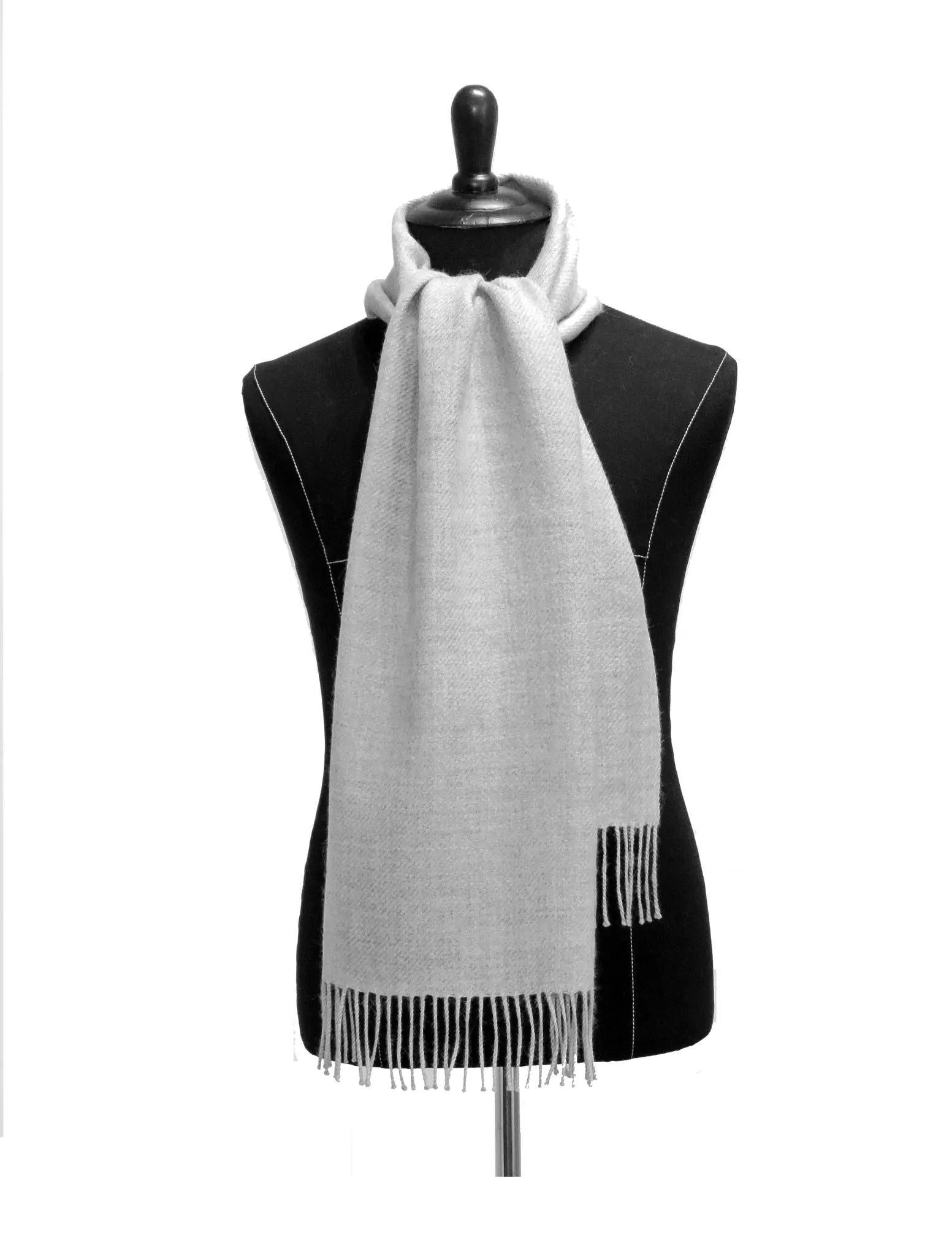 100% Baby Alpaca Woven Scarf - Natural Silver Grey