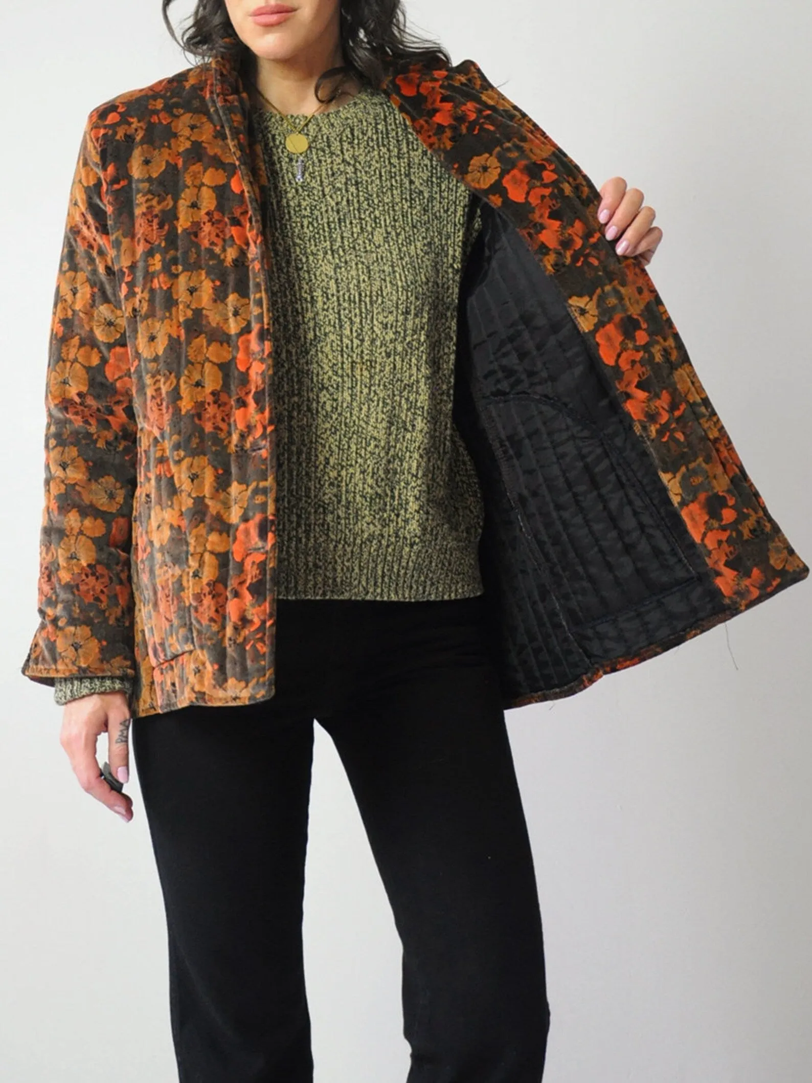 1970's Velvet Floral Quilted Jacket