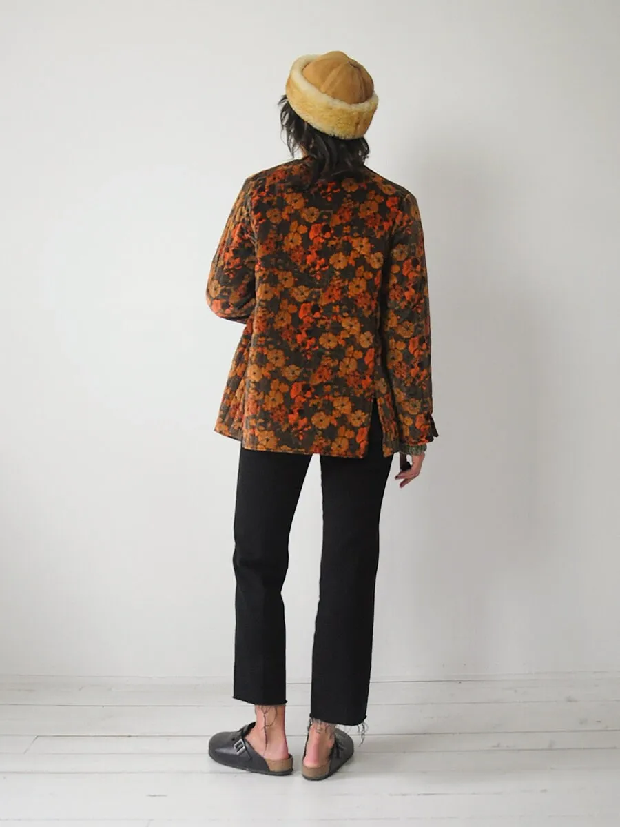 1970's Velvet Floral Quilted Jacket