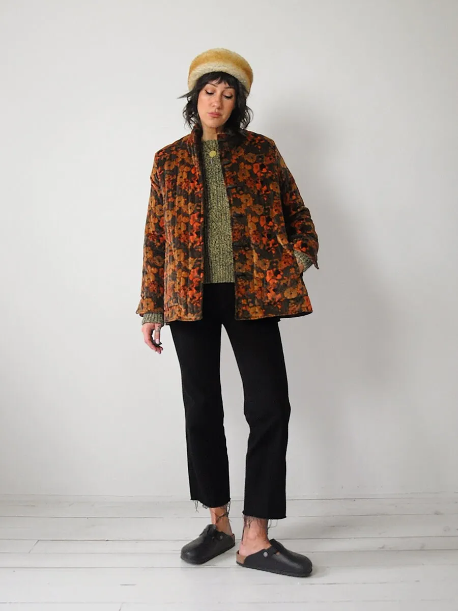 1970's Velvet Floral Quilted Jacket