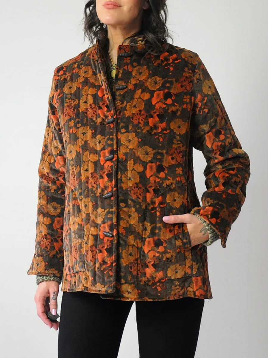 1970's Velvet Floral Quilted Jacket