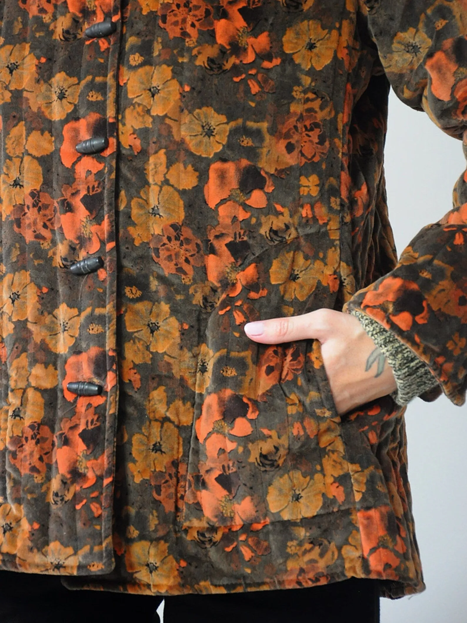 1970's Velvet Floral Quilted Jacket