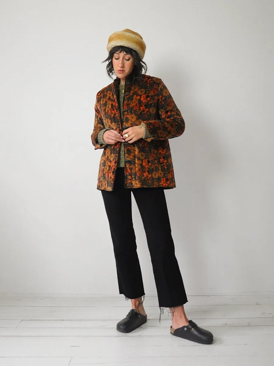 1970's Velvet Floral Quilted Jacket