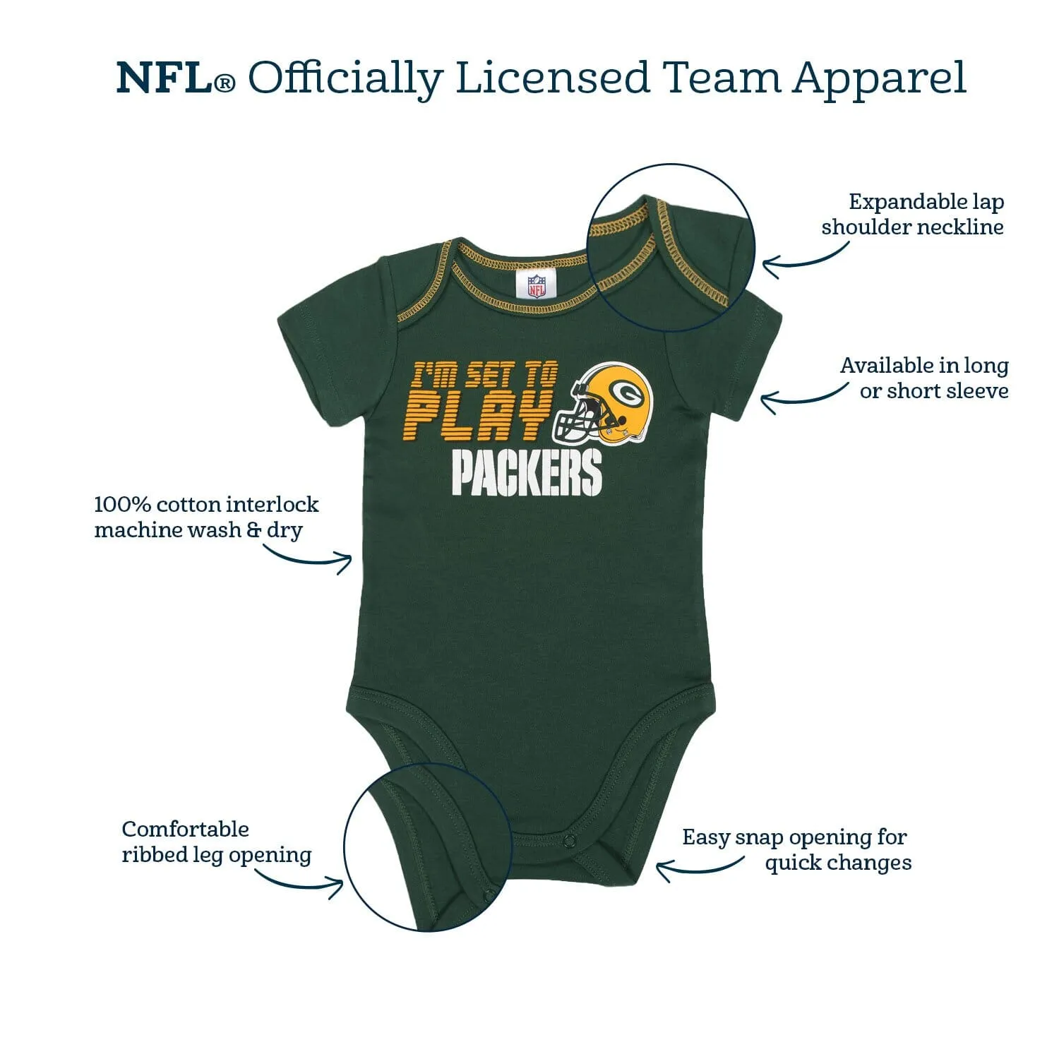 2-Pack Baby Boys Green Bay Packers Long Sleeve Bodysuits