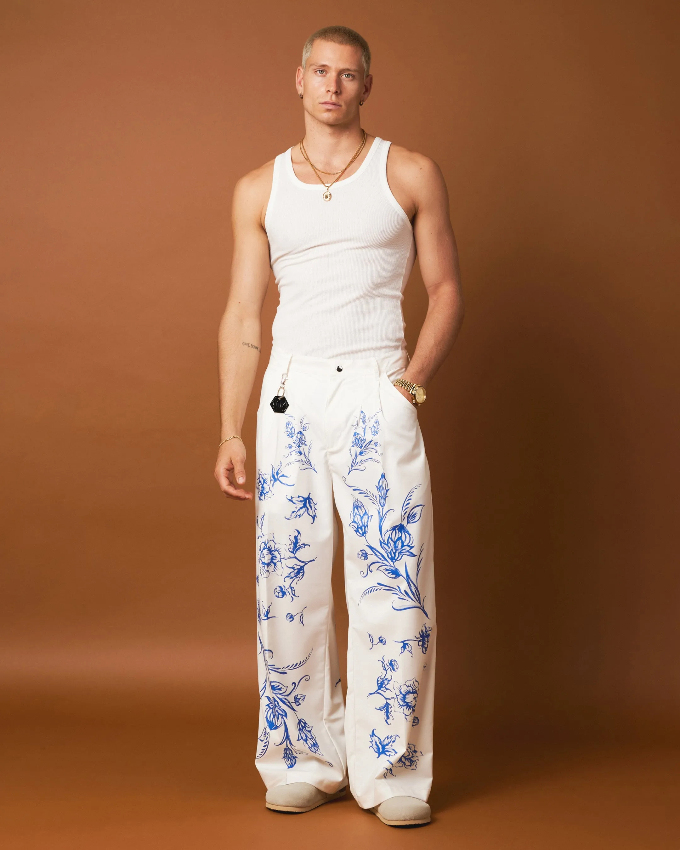 404 Ceramic Flare Trousers Off White