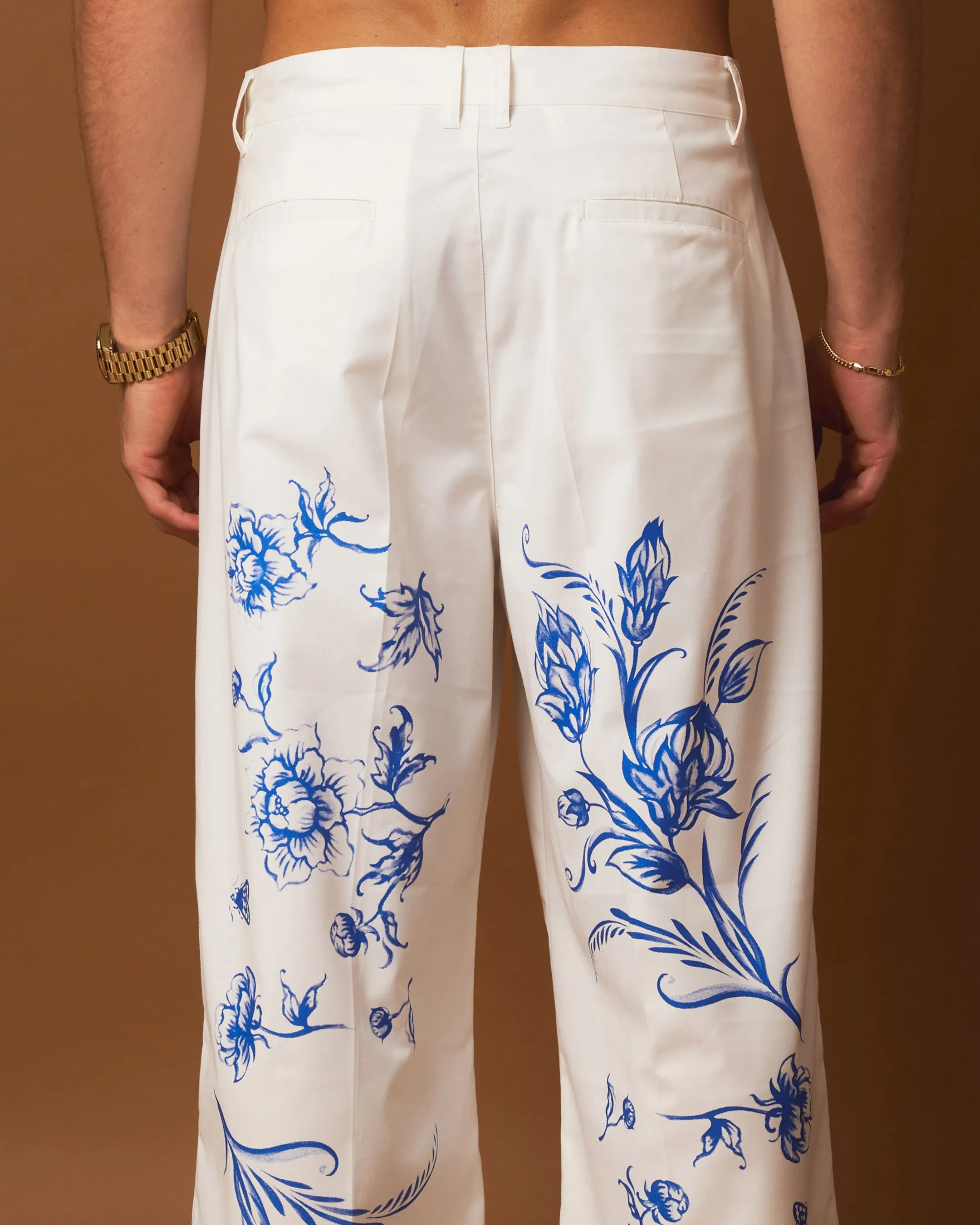 404 Ceramic Flare Trousers Off White