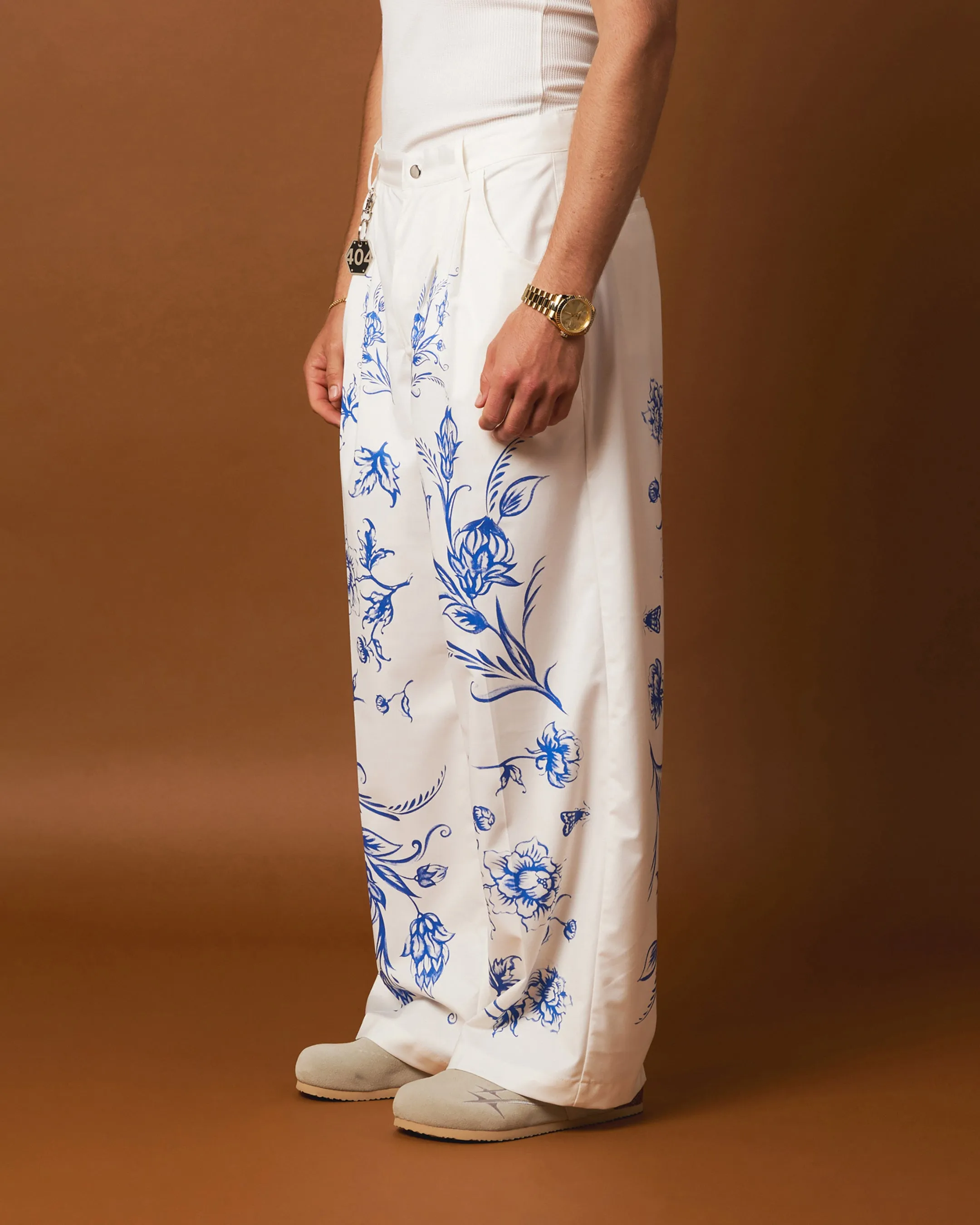 404 Ceramic Flare Trousers Off White