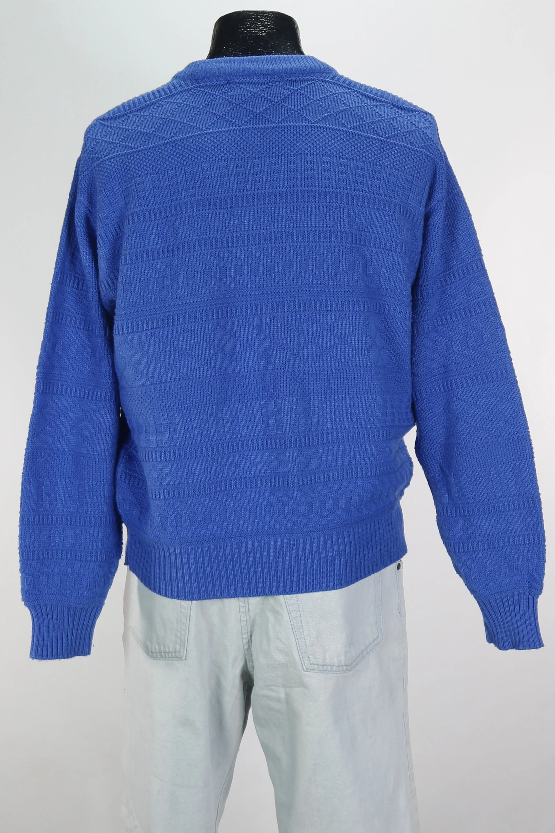 80s Expressions Blue Jacquard Sweater     XL