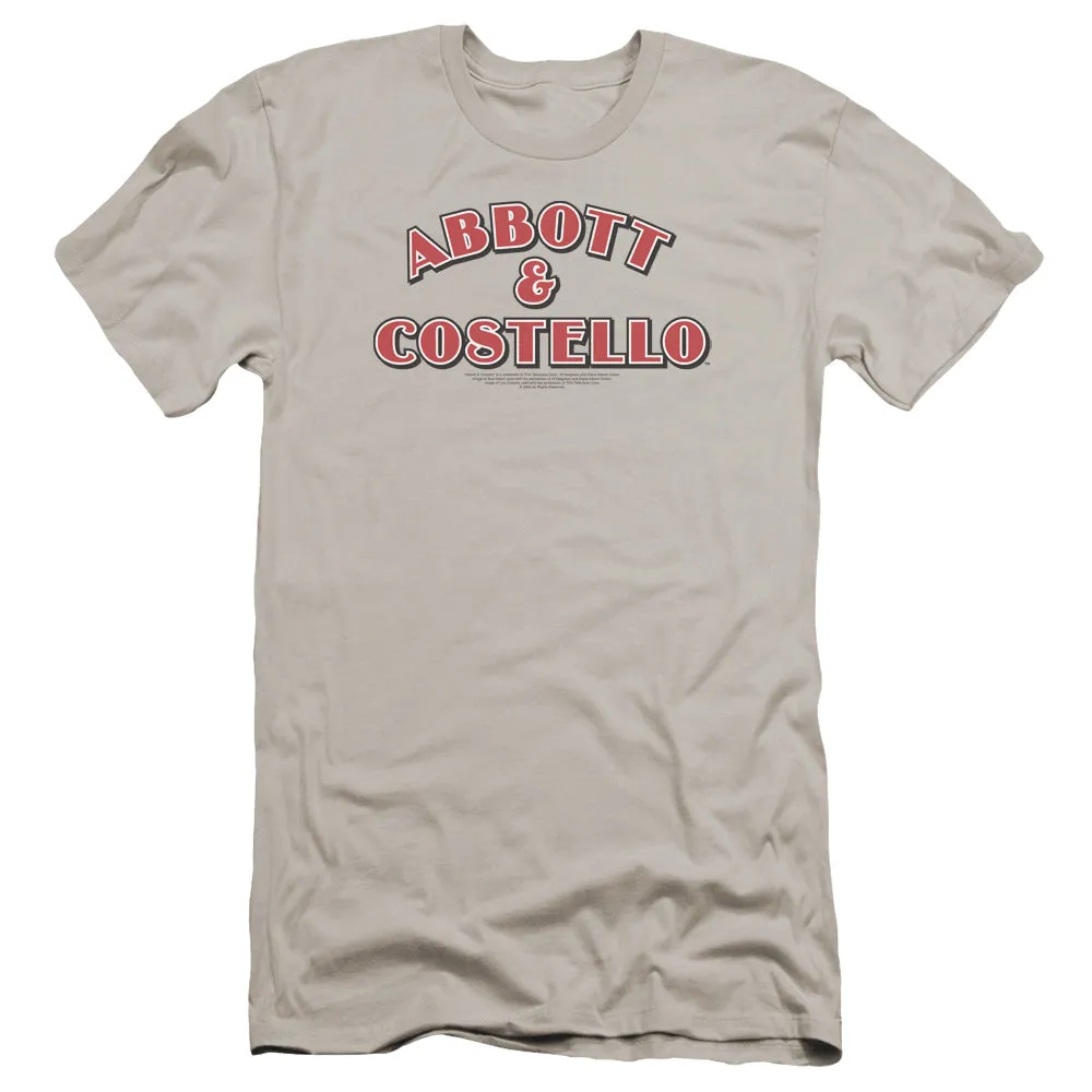 Abbott & Costello Logo Premium Bella Canvas Slim Fit Mens T Shirt Silver