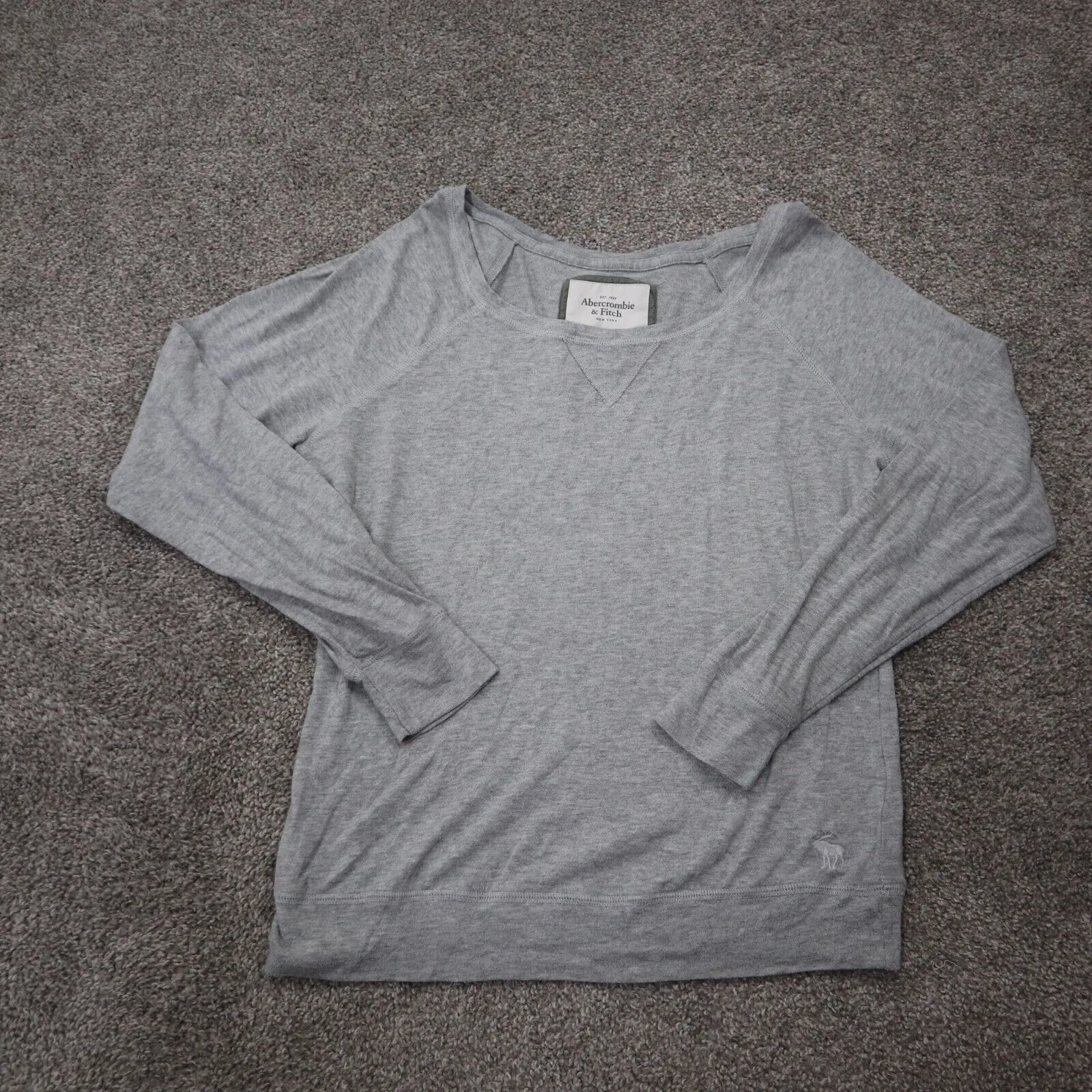 Abercrombie & Fitch Womens Pullover Sweatshirt Raglan Sleeve Gray Size Medium