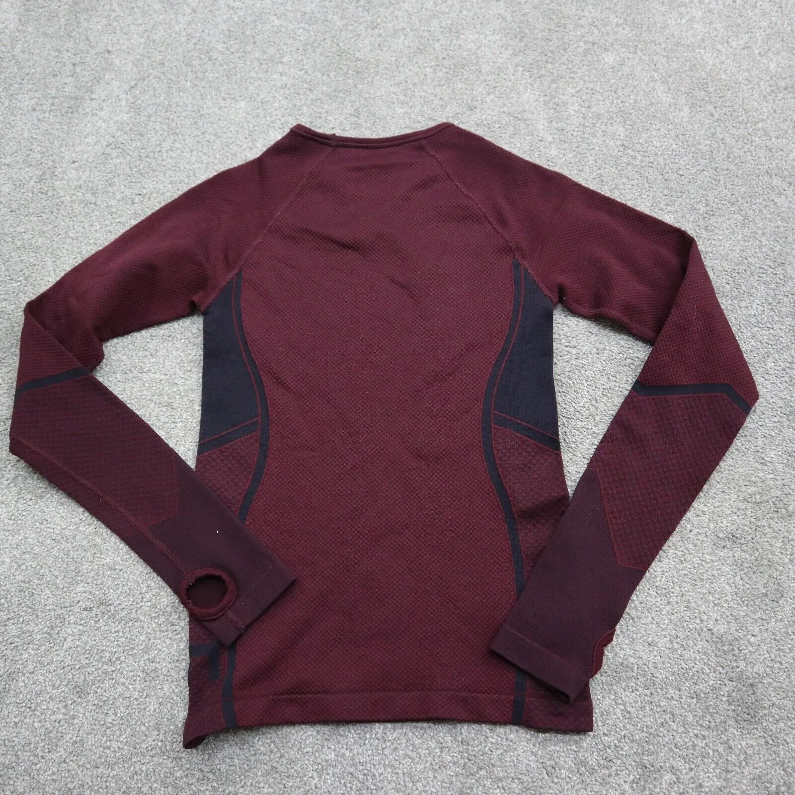 Abercrombie & Fitch Womens Sweatshirt Long Sleeve Crew Neck Black Maroon Small