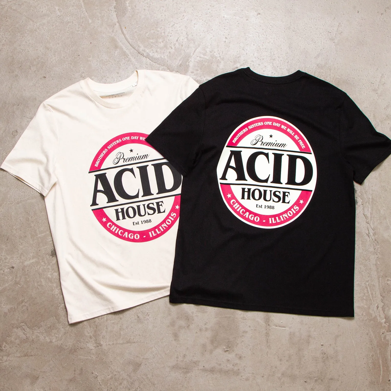 Acid House Premium Front Print - Tshirt - Black