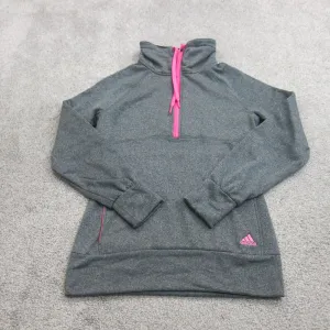 Adidas Climawarm Womens Sweatshirt Mock Neck Pockets Gray Size Small