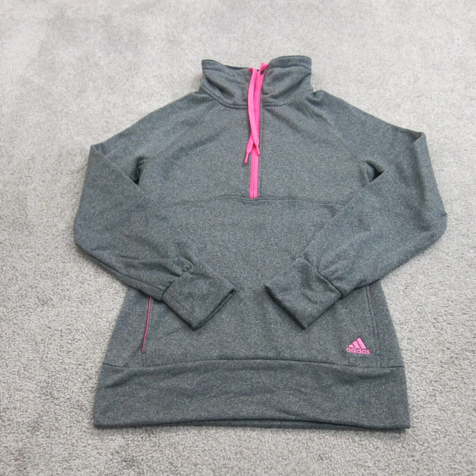 Adidas Climawarm Womens Sweatshirt Mock Neck Pockets Gray Size Small