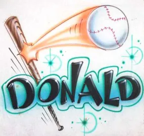 Airbrushed Baseball & Bat Personalized Shirt Design