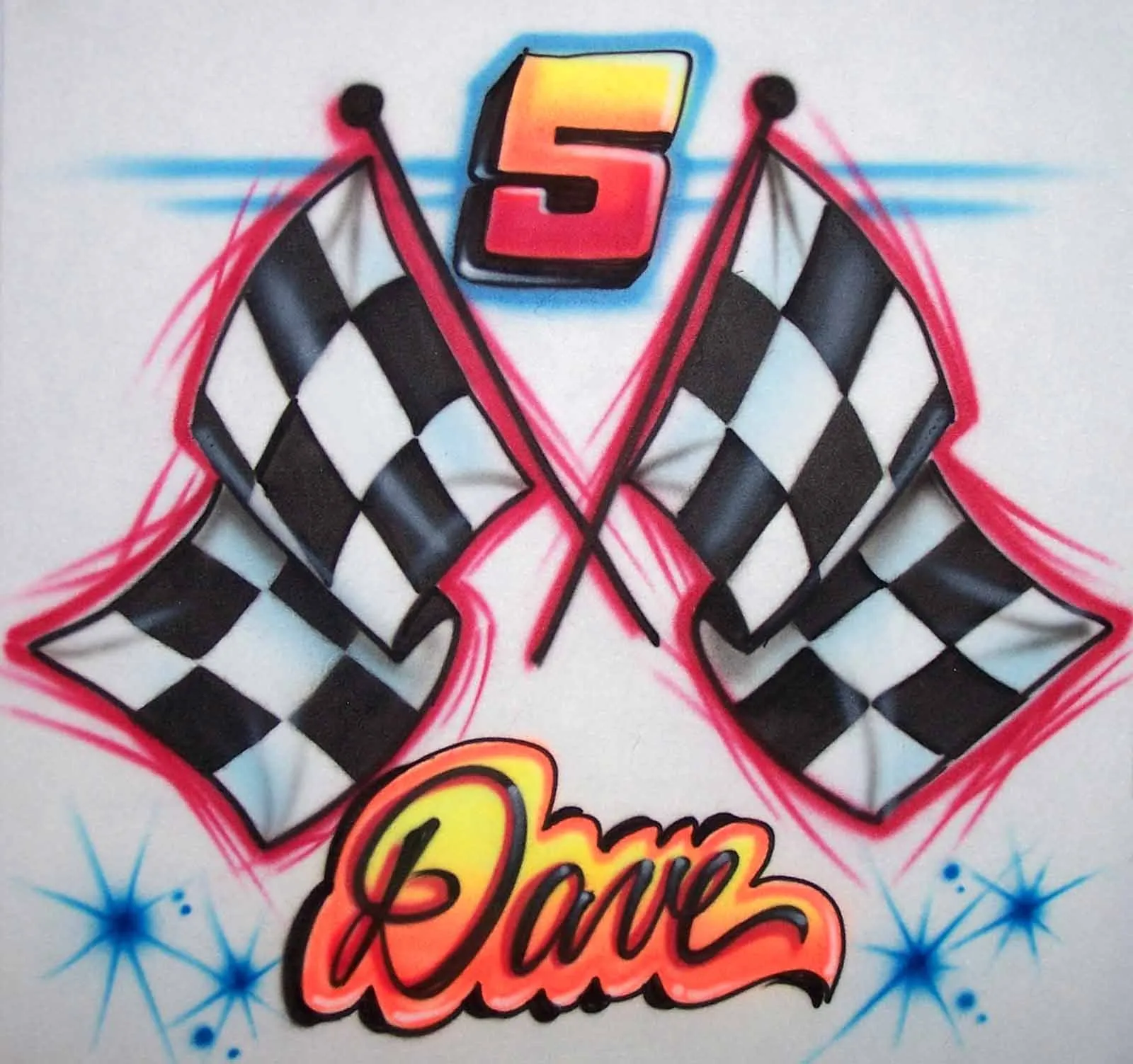 Airbrushed Checkered Flag Racing Tee or Sweatshirt