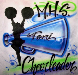 Airbrushed Cheerleader Megaphone Personalized Shirt