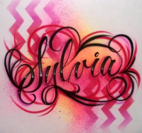 Airbrushed Chevron Pattern with Fancy Script Style Name Design Shirt