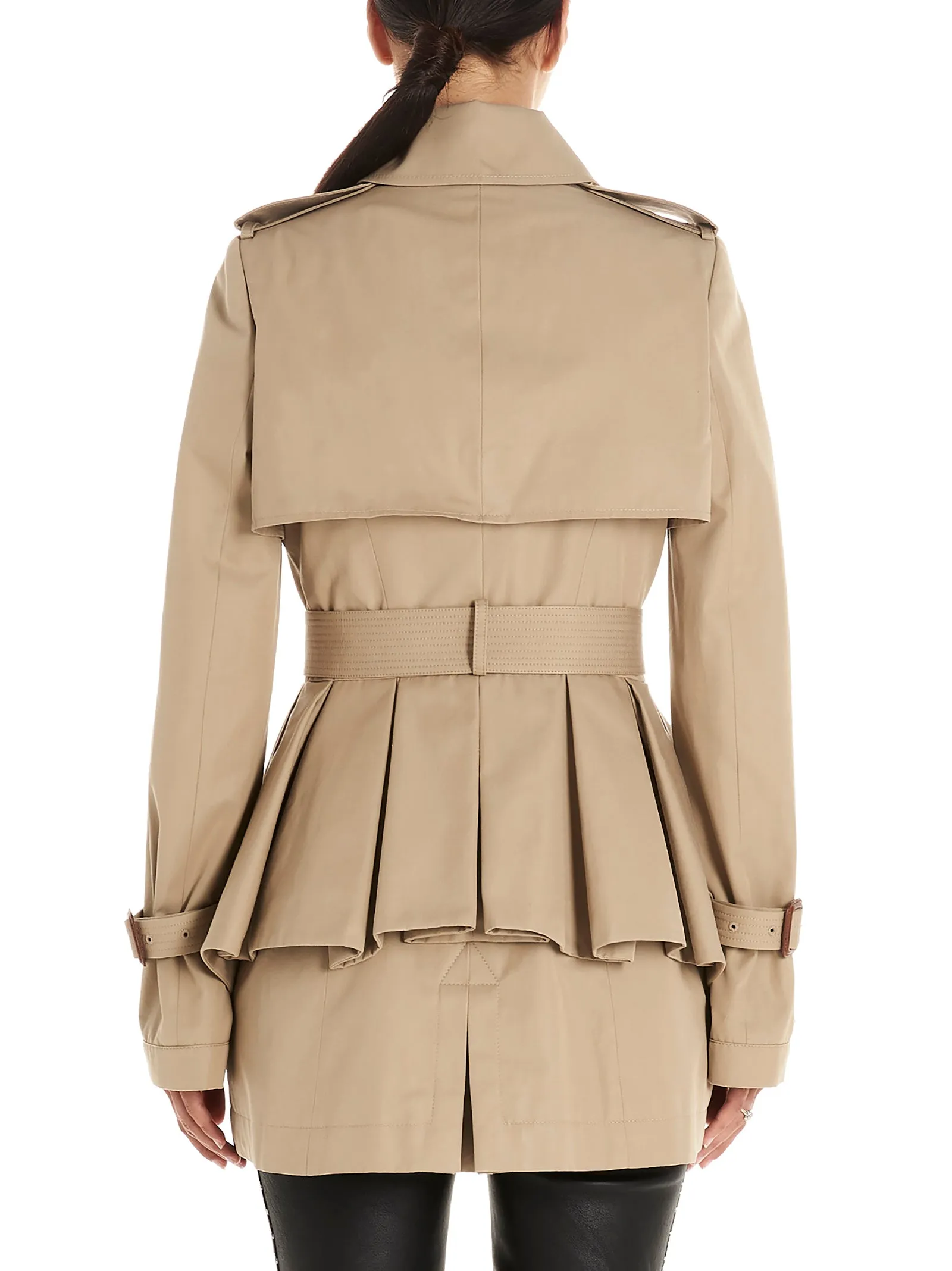 Alexander McQueen Peplum Belted Trench Coat