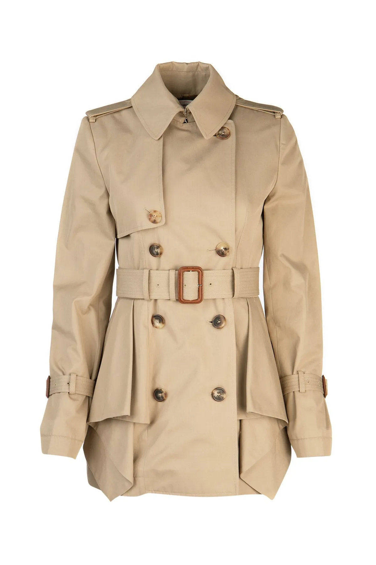 Alexander McQueen Peplum Belted Trench Coat