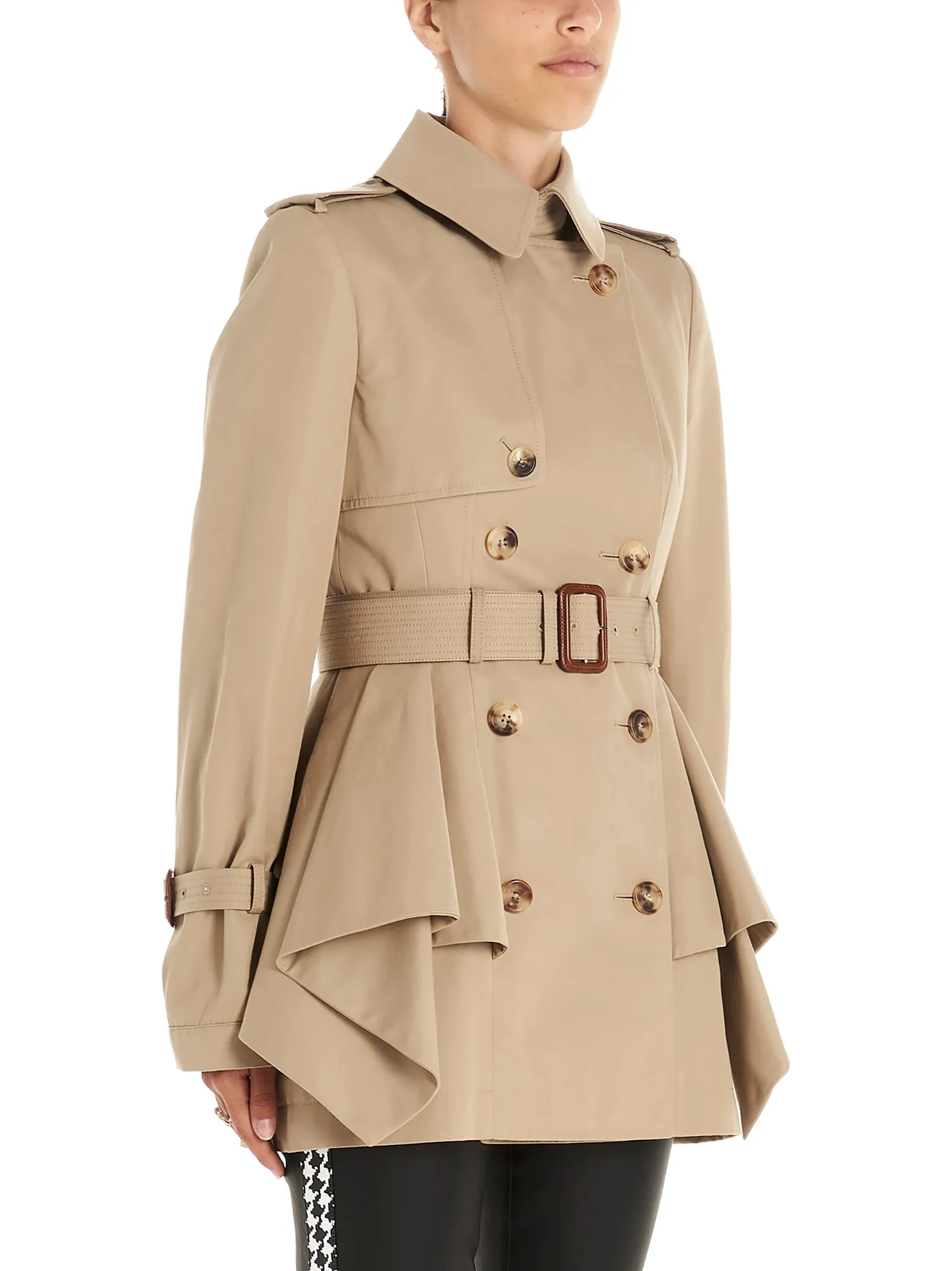 Alexander McQueen Peplum Belted Trench Coat