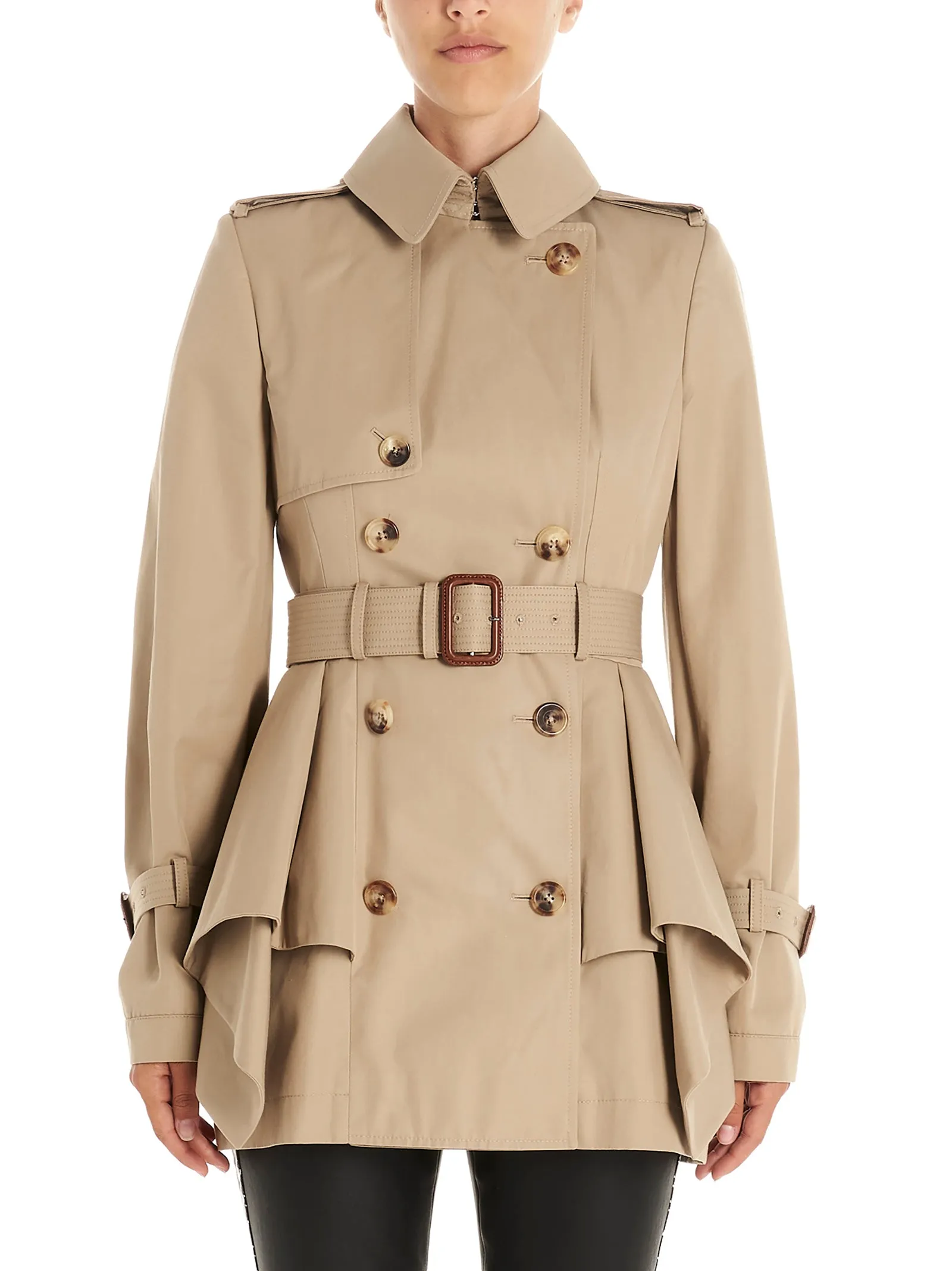 Alexander McQueen Peplum Belted Trench Coat