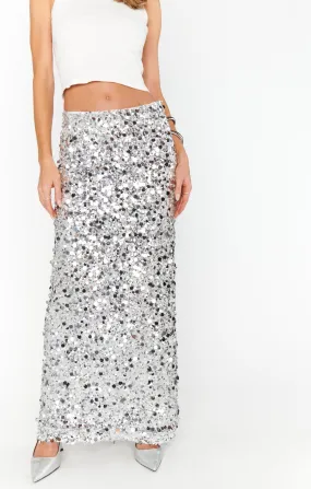 All That Skirt - Silver Metallic Sequins