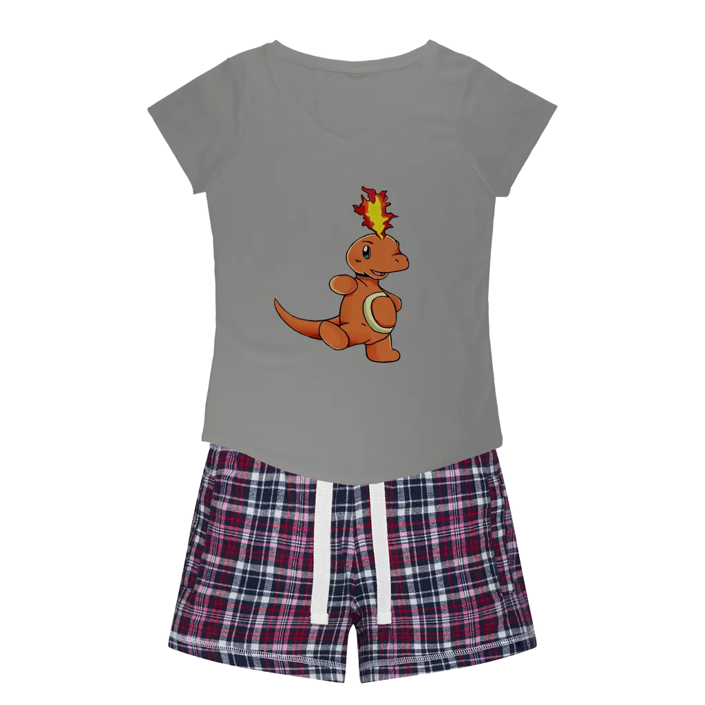 Angetapir Women's Sleepy Tee and Flannel Short