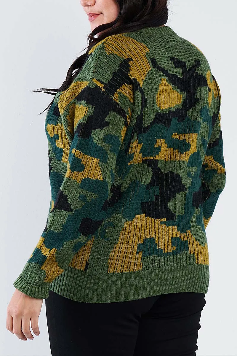 Army camo knit relaxed fit sweater