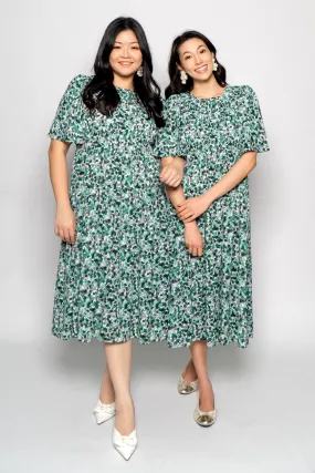 Astha Dress in Green Poppies