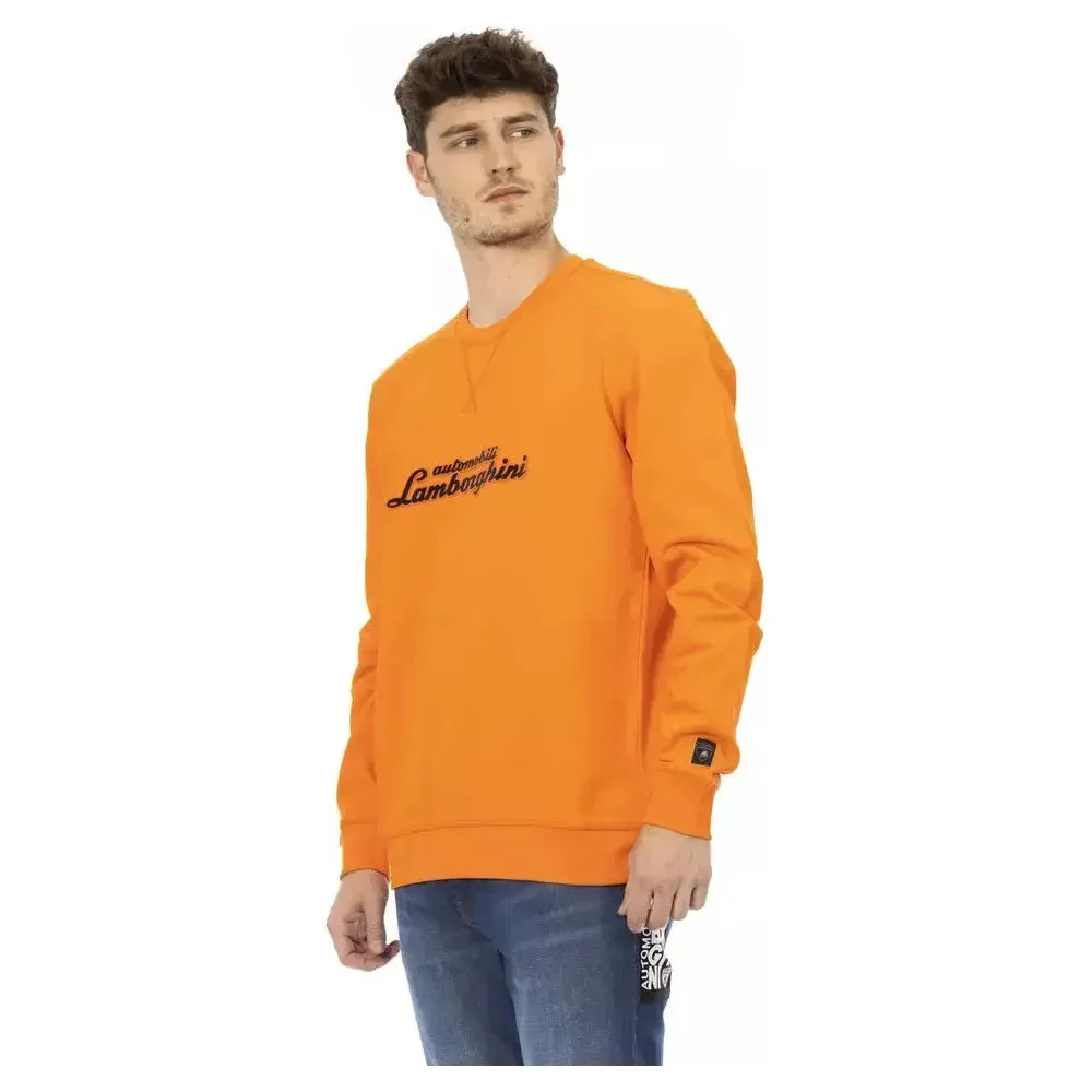 Automobili Lamborghini Orange Cotton Men Sweater