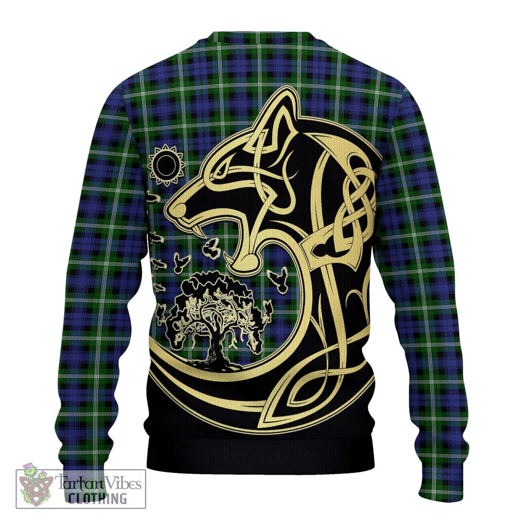 Baillie of Polkemmet Tartan Ugly Sweater with Family Crest Celtic Wolf Style