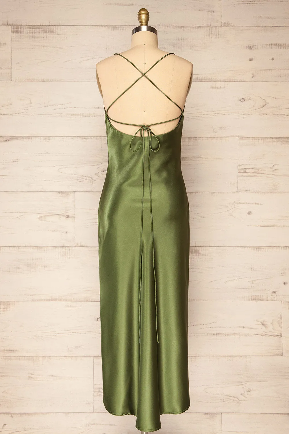 Baleares | Cowl Neck Satin Midi Dress