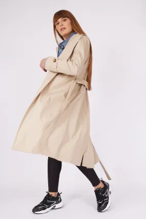 Beige Belted Water Repellent Trench Coat