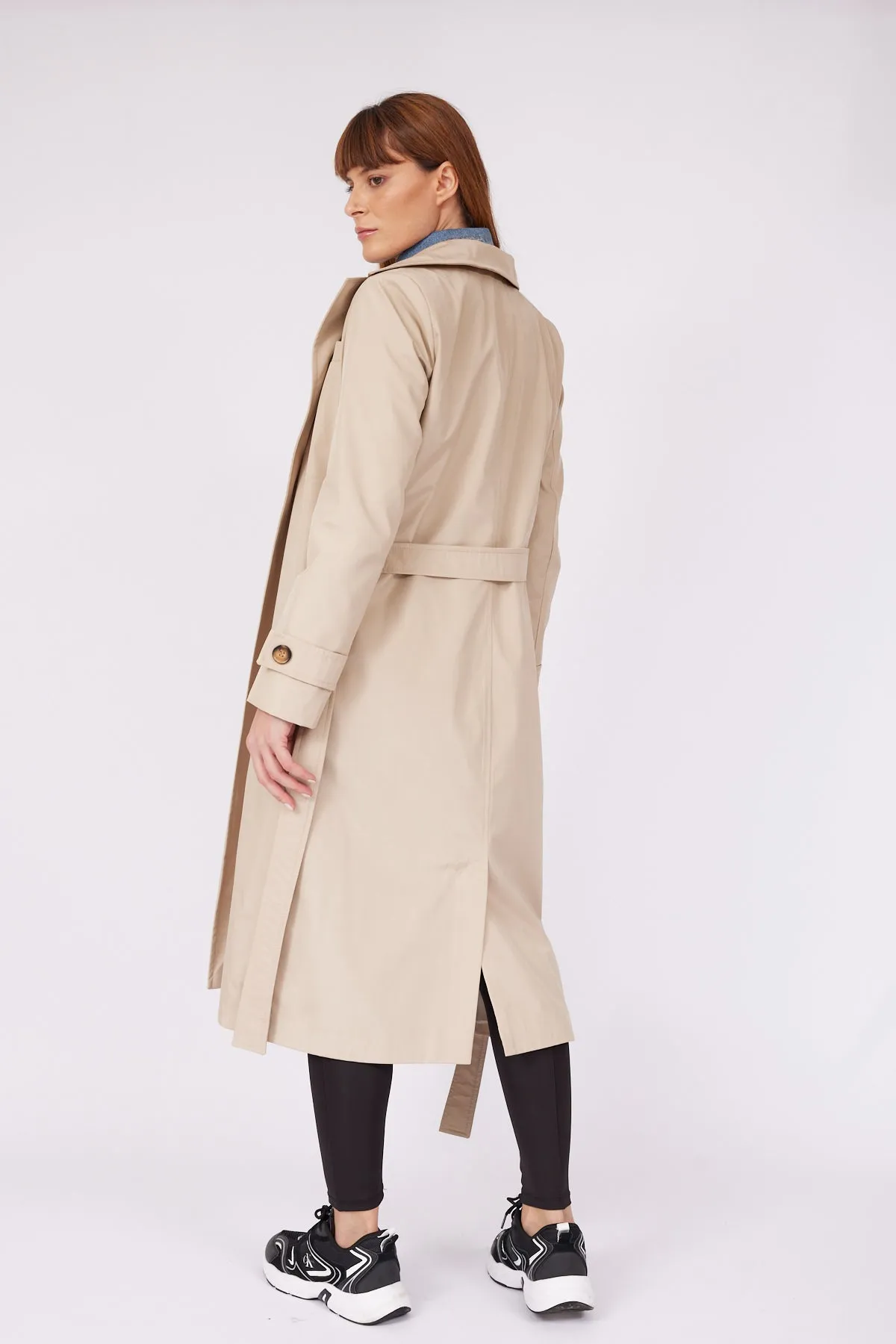 Beige Belted Water Repellent Trench Coat