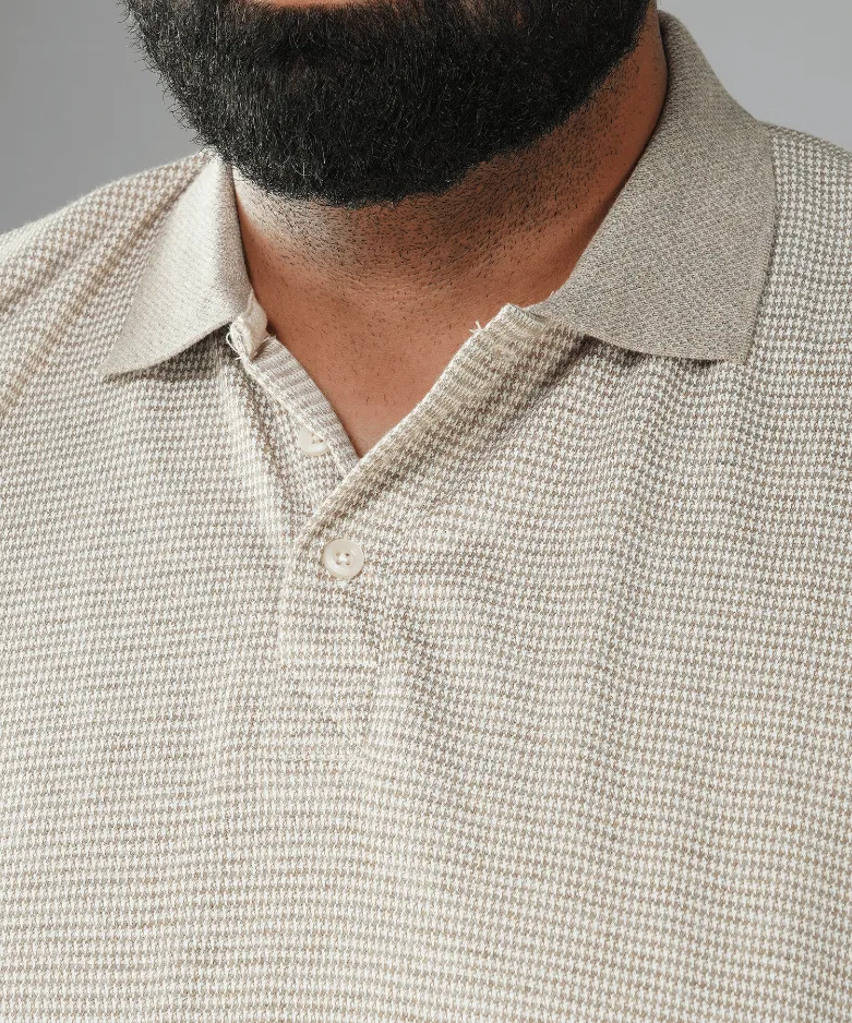 Beige Jacquard Premium Polo T-shirt