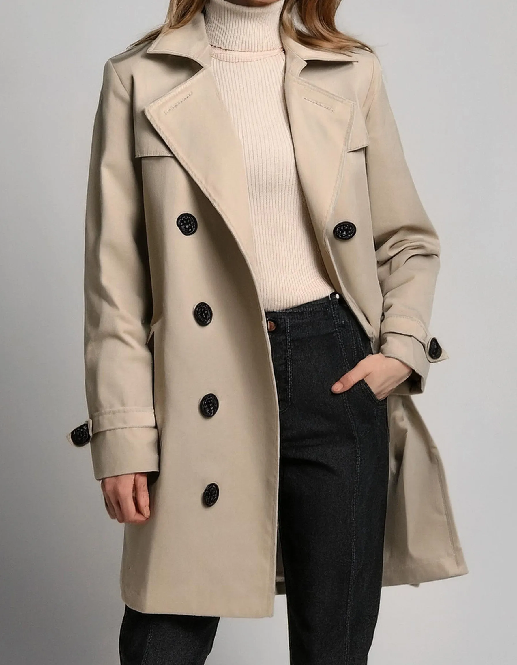 Beige Longline Trench Coats