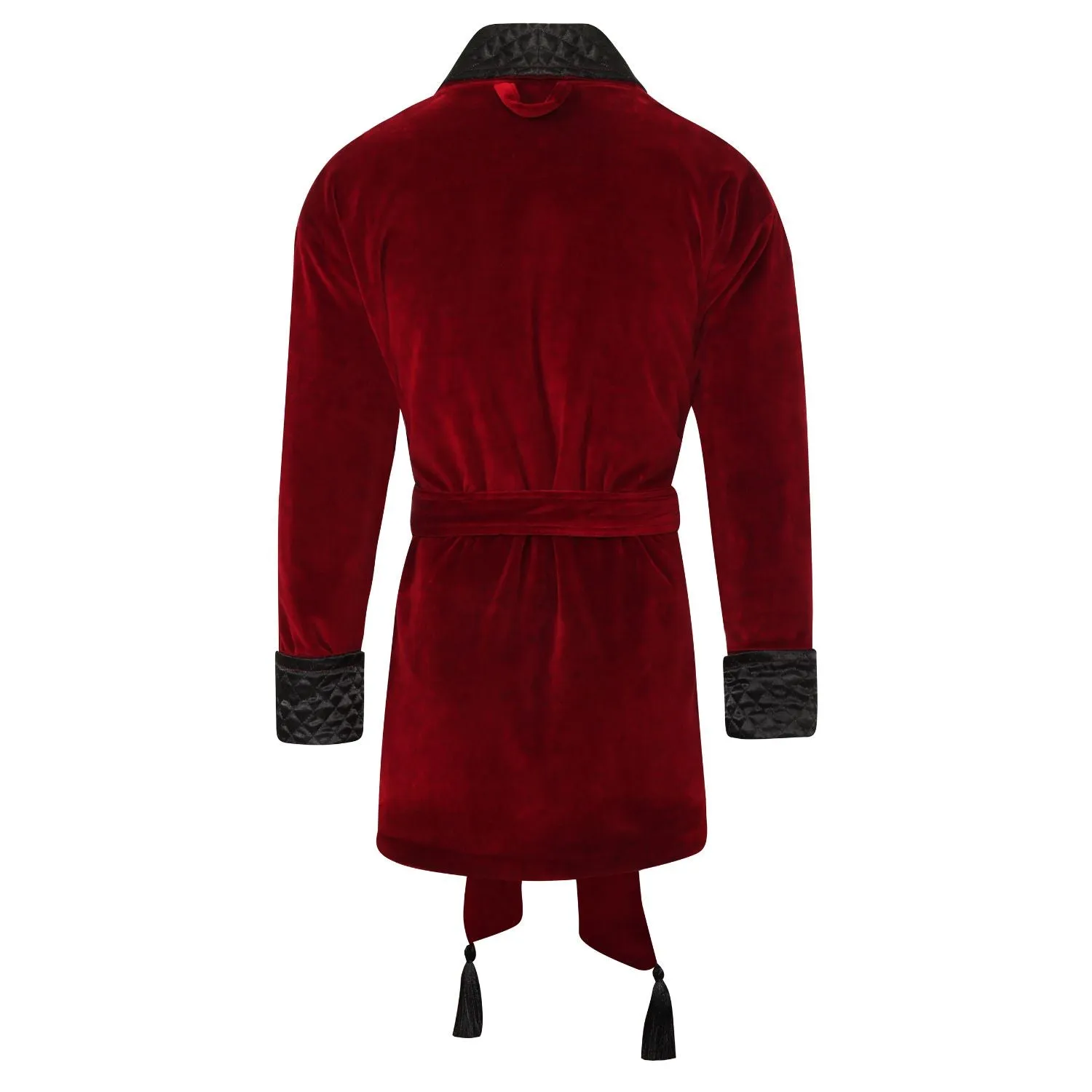 Belgravia Luxury Cotton Short Velvet Smoking Jacket in Burgundy