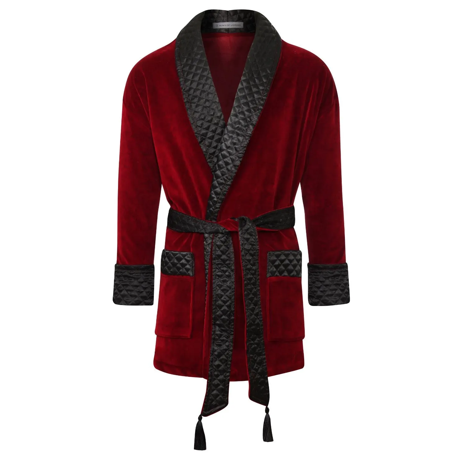 Belgravia Short Velvet Smoking Jacket in Burgundy