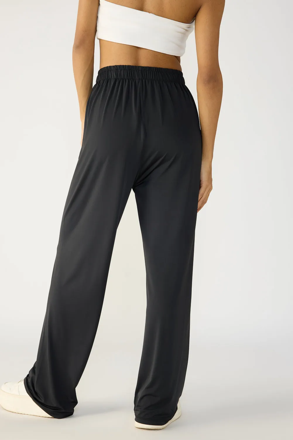 Black Elasticated Flared Korean Pants