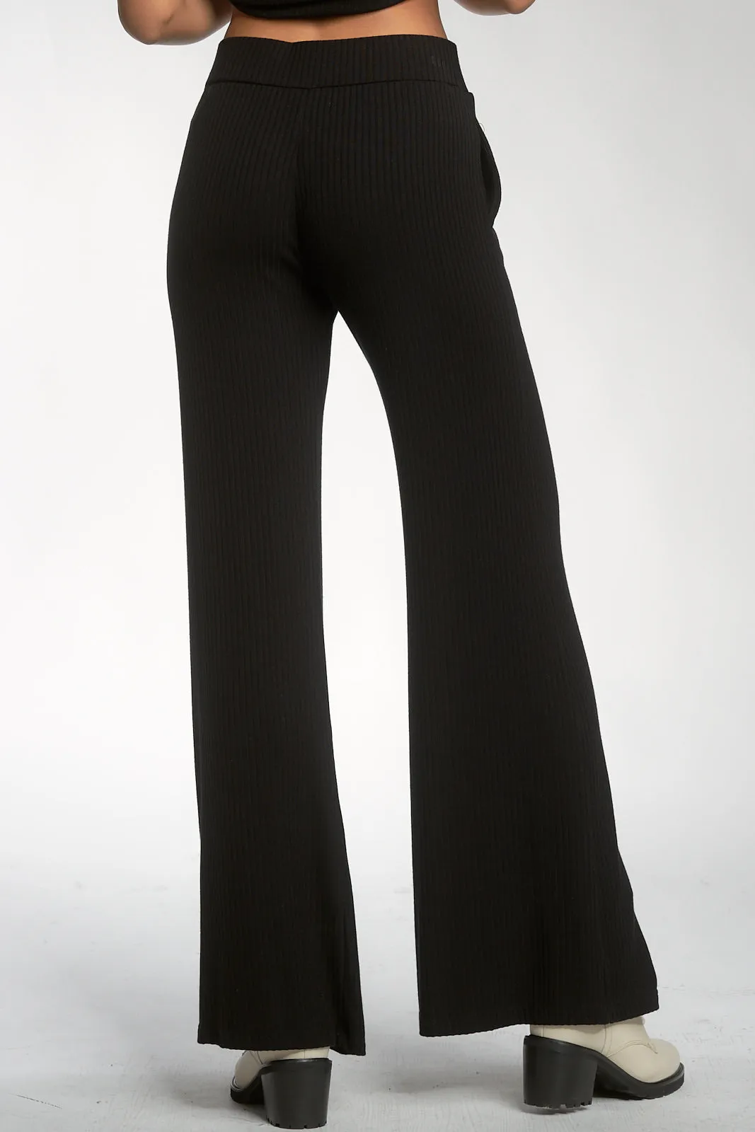 Black Ribbed Flared Pant