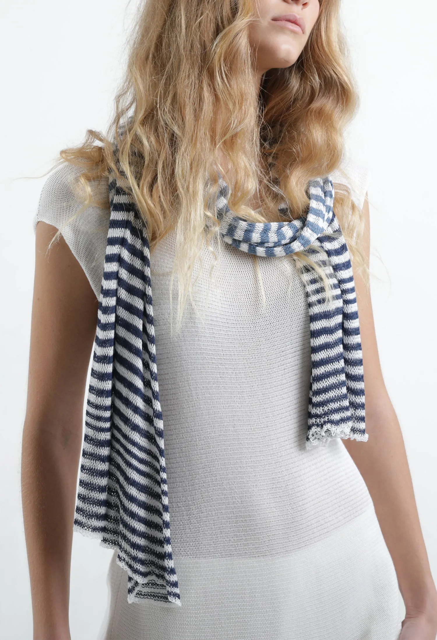 Blue & White Tremilor stripes Bamboo Scarf