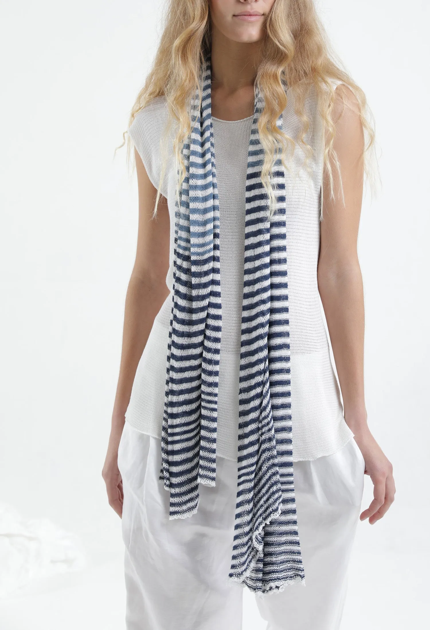 Blue & White Tremilor stripes Bamboo Scarf