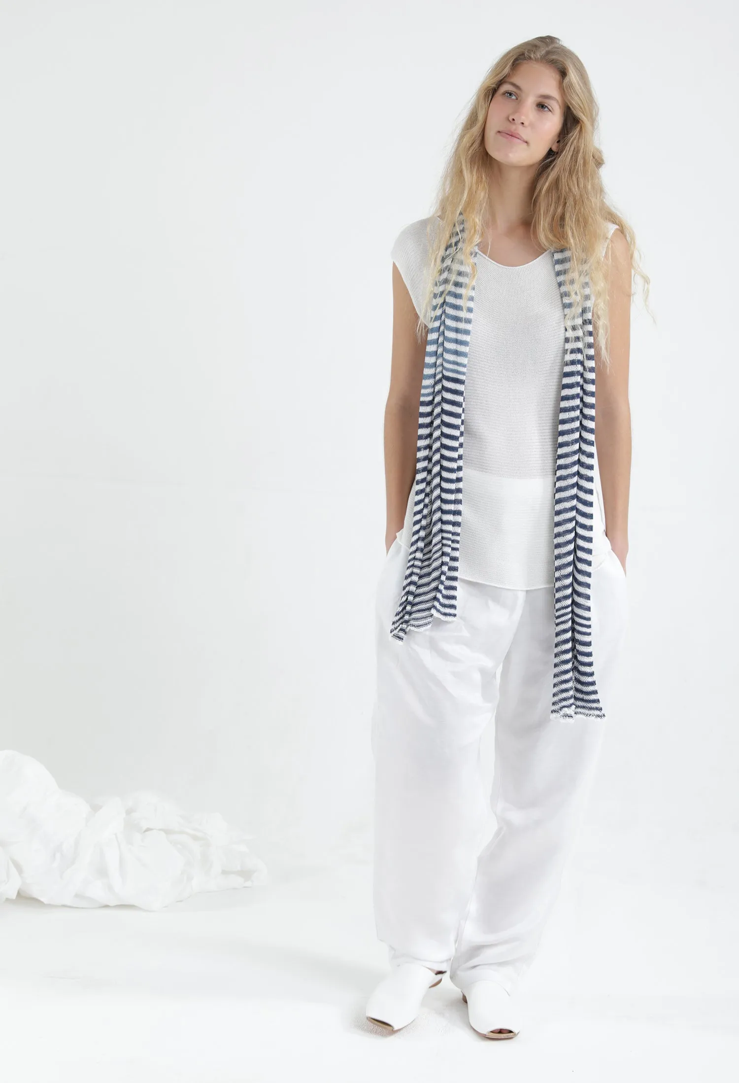 Blue & White Tremilor stripes Bamboo Scarf