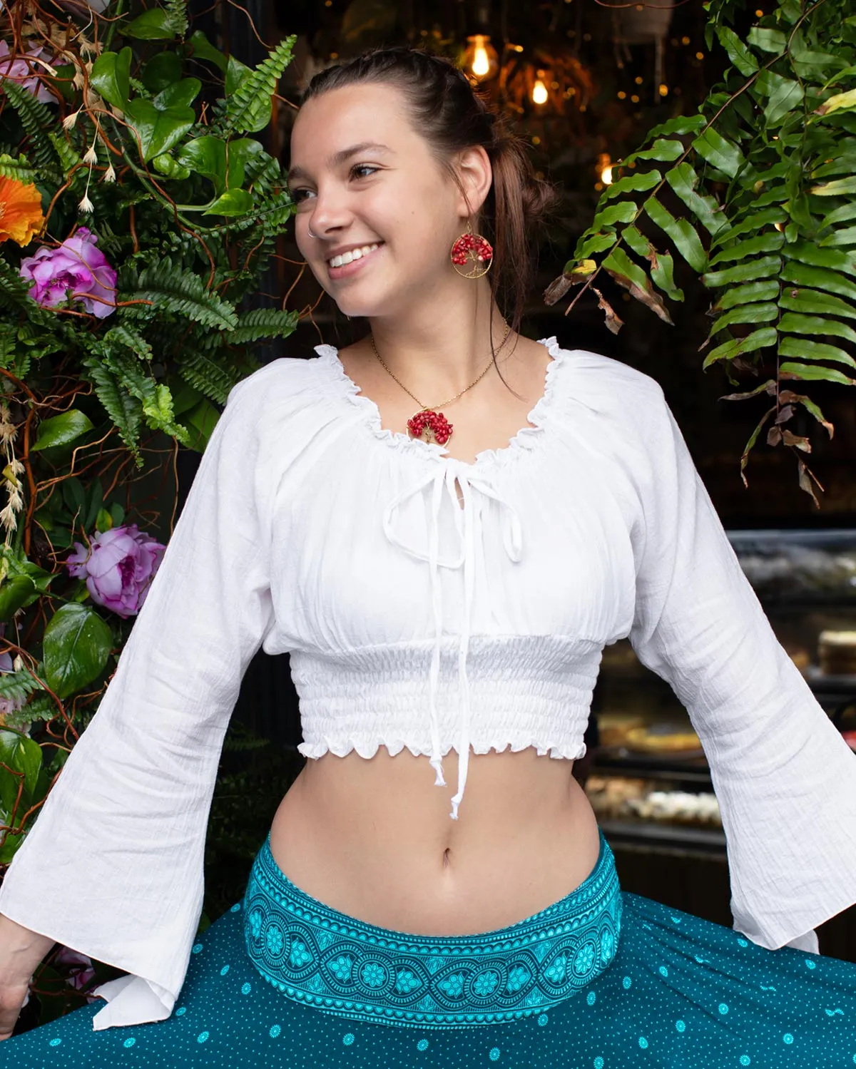 Boho Milkmaid Top White