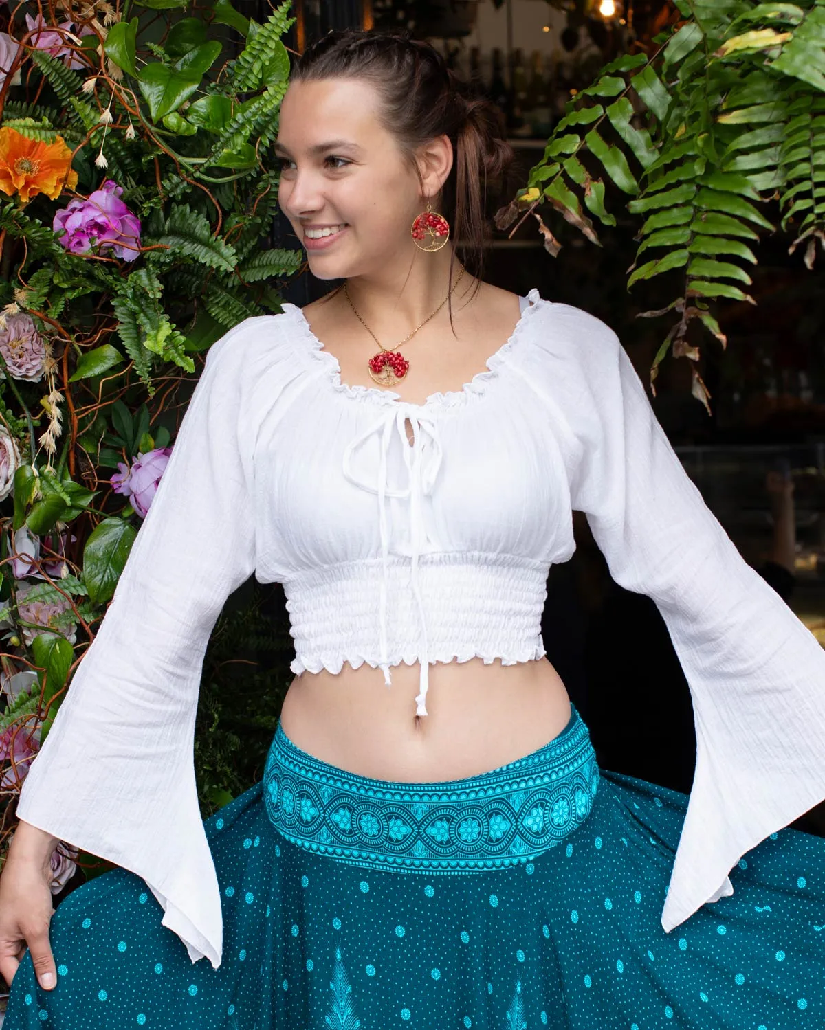 Boho Milkmaid Top White