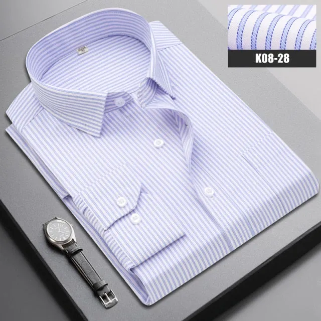 Boutique Men Clothing Business Casual Striped Plaid Regular Fit Men's Dress Shirt