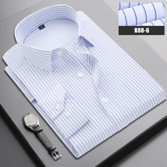 Boutique Men Clothing Business Casual Striped Plaid Regular Fit Men's Dress Shirt